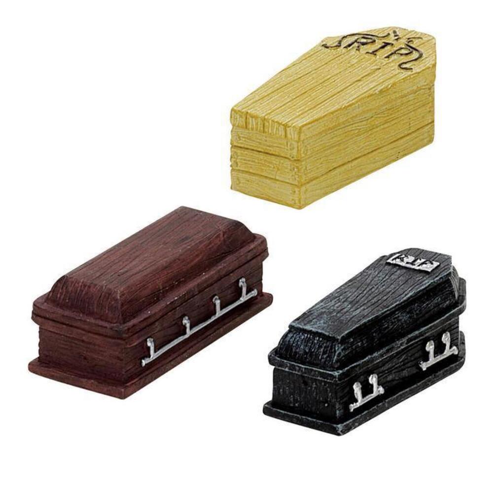 Vintage Lemax Halloween Spooky Town Set of 3 Coffins #74583